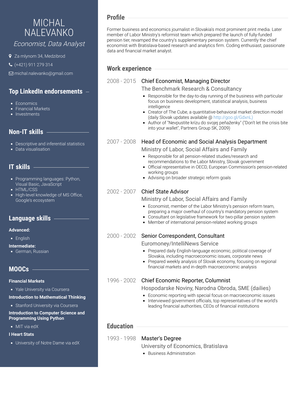 Chief Economist, Managing Director Resume Sample and Template