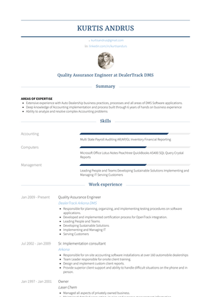 Quality Assurance Engineer Resume Sample and Template