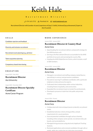 Recruitment Director Resume Sample and Template