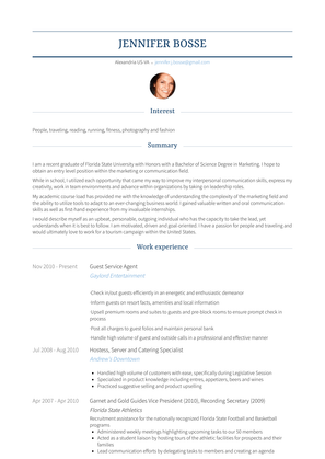 Guest Service Agent Resume Sample and Template