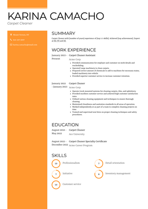 Carpet Cleaner Resume Sample and Template