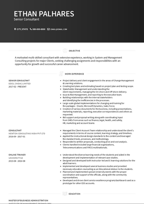 Senior Consultant Resume Sample and Template