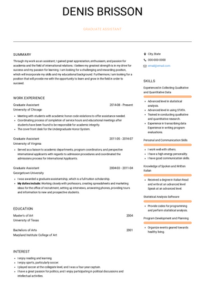 Graduate Assistant Resume Sample and Template