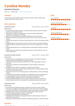 Activities Director Resume Examples and Templates