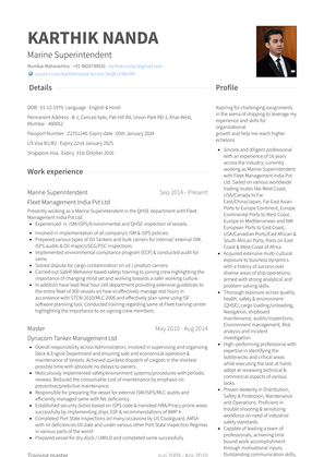 Marine Superintendent Resume Sample and Template