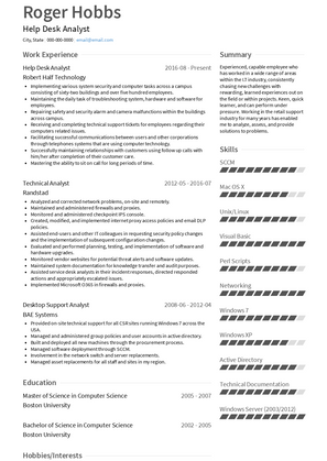 Help Desk Analyst Resume Sample and Template