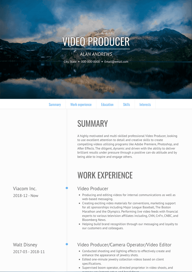 Video Producer Resume Sample and Template
