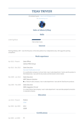 Sales Officer Resume Sample and Template