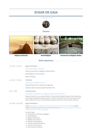 Adjunct Professor Resume Sample and Template