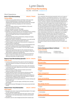 Head of Visual Merchandising Resume Sample and Template