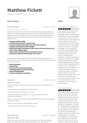 Tech / Sales Rep / Drone Operator / Manager Resume Sample and Template