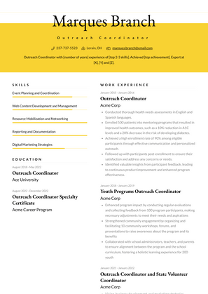 Outreach Coordinator Resume Sample and Template