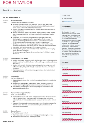 Practicum Student Resume Sample and Template