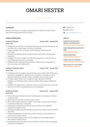 Analytical Chemist Resume Sample and Template