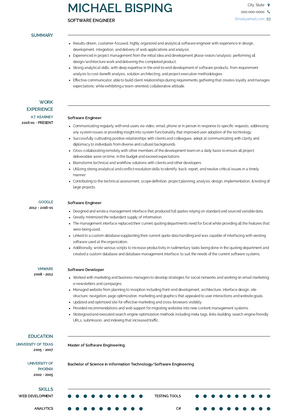 online resume builder for software engineer