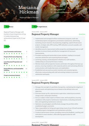 Regional Property Manager Resume Sample and Template