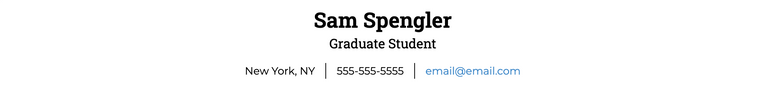 Grad Student CV: Contact Info