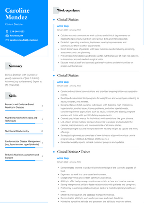 Clinical Dietitian Resume Sample and Template