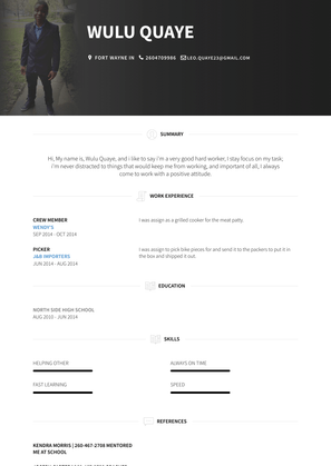 Crew Member Resume Sample and Template