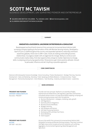 President And Founder Resume Sample and Template