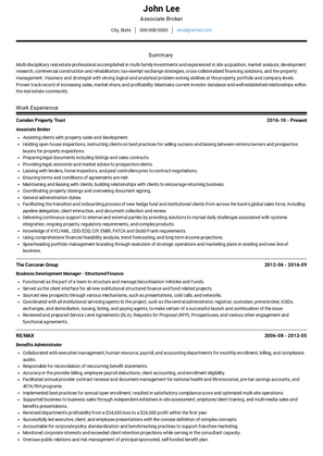 Associate Broker Resume Sample and Template