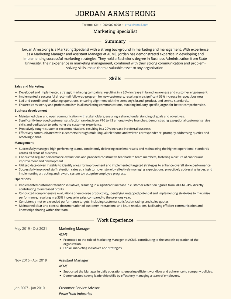 Hybrid Resume Template 1: Monte