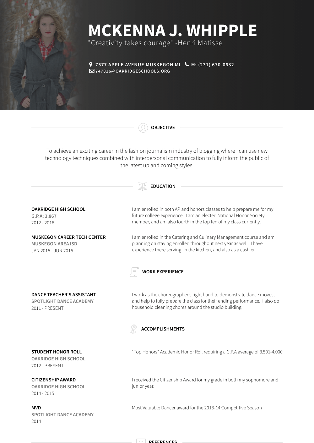 Dance Teacher's Assistant Resume Sample and Template