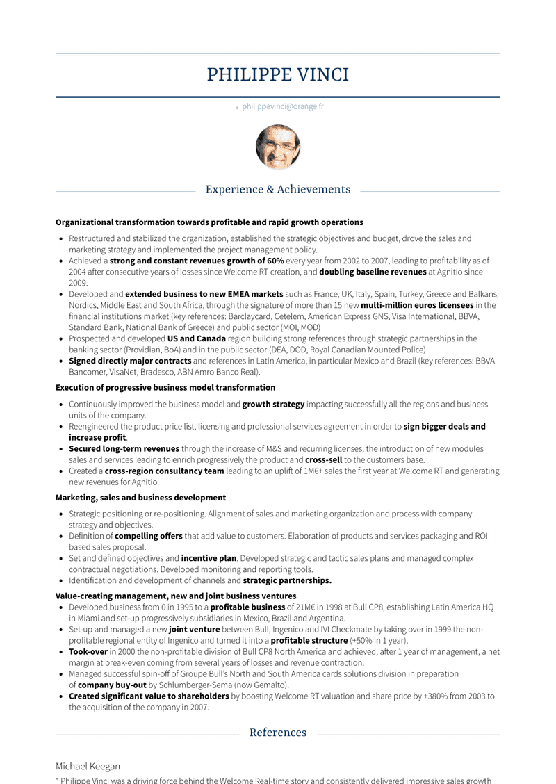 Founder And Managing Partner Resume Sample and Template