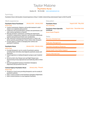 Psychiatric Nurse Resume Sample and Template