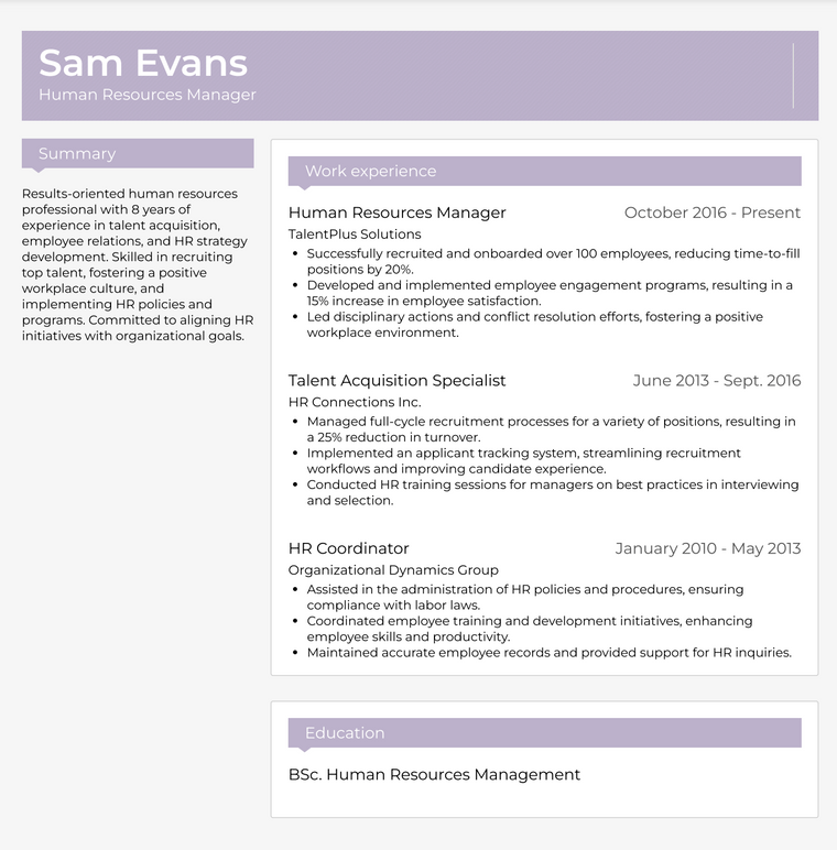 Oak 2 Column Color Resume Template