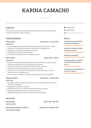 Phone Banker Resume Sample and Template