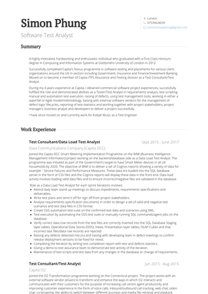 Business Test Analyst Resume Sample and Template