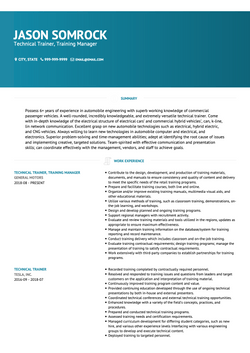 Training Manager Resume Sample and Template