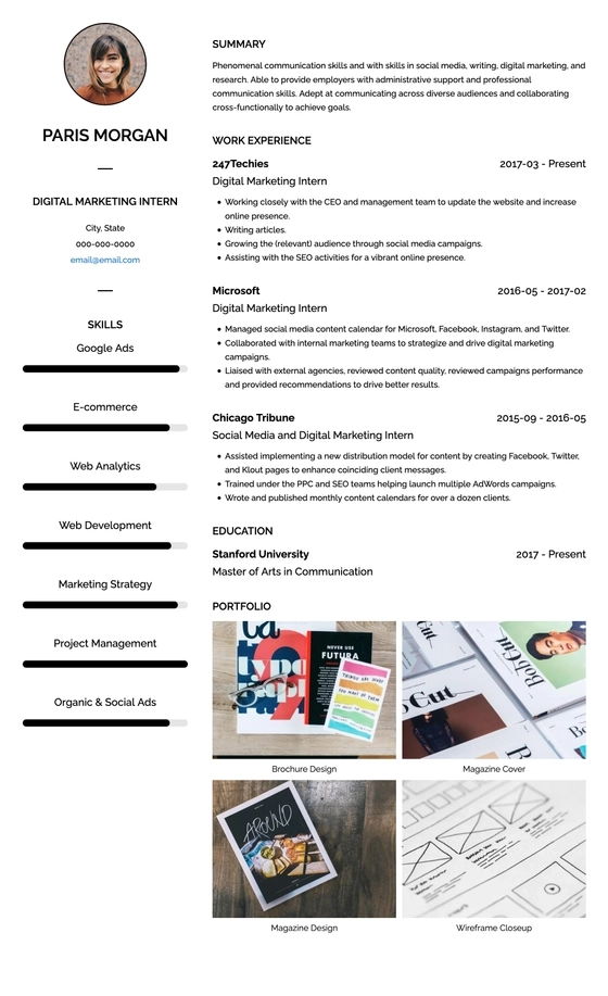 digital marketing resume template america