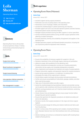 Operating Room Nurse Resume Sample and Template