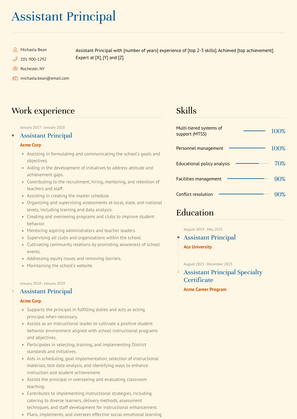 Assistant Principal Resume Sample and Template