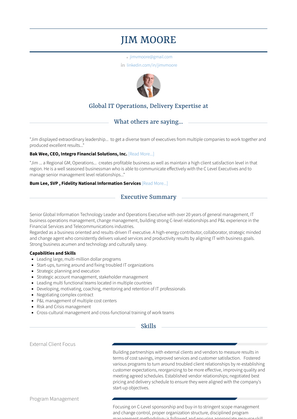 Executive Vice President, Chief Information Officer   Business Alignment Resume Sample and Template