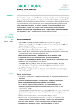 Digital Marketing Manager Resume Sample and Template