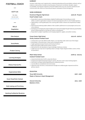 Football Coach Resume Sample and Template