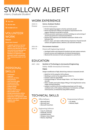 Graduate Student CV Example and Template