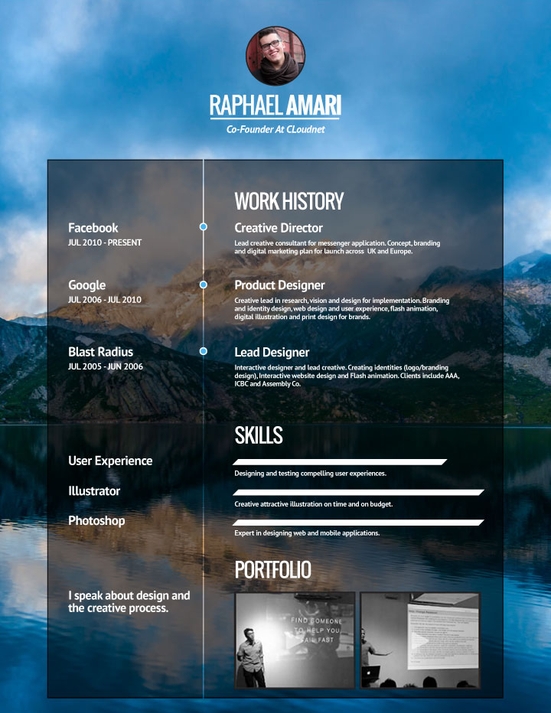 VisualCV's Verge resume template