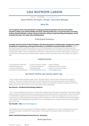 Product Development Manager – Private Brand Resume Sample and Template