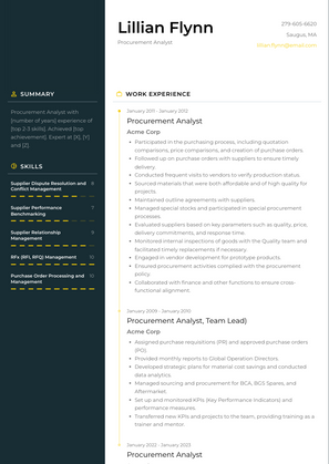 Procurement Analyst Resume Sample and Template