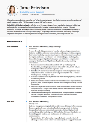 Digital Marketing CV Example and Template