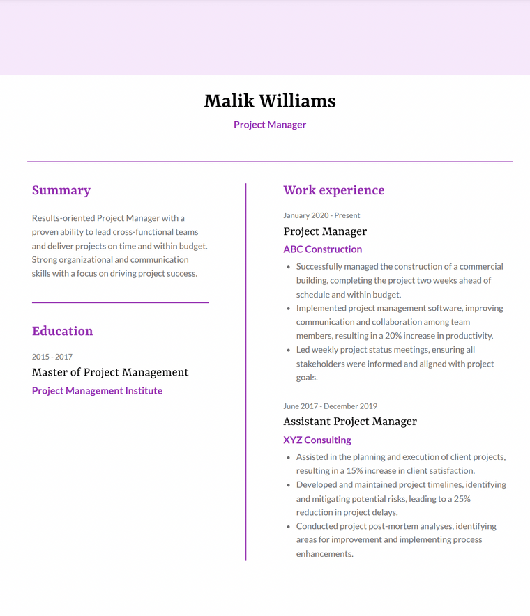 Visual Resume Template - Rosa
