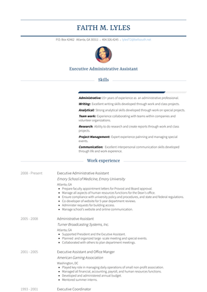 Executive Administrative Assistant Resume Sample and Template