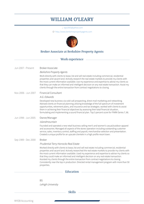 Broker Associate Resume Sample and Template