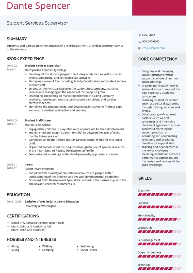 student cv template