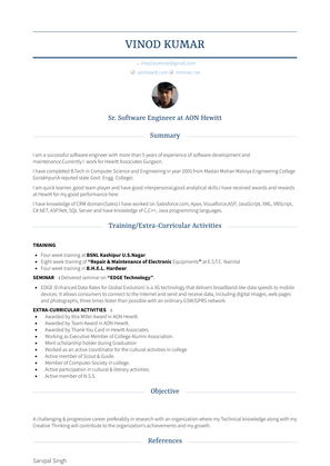 Sr. Software Engineer Resume Sample and Template