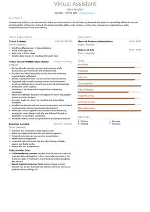 Virtual Assistant Resume Sample and Template